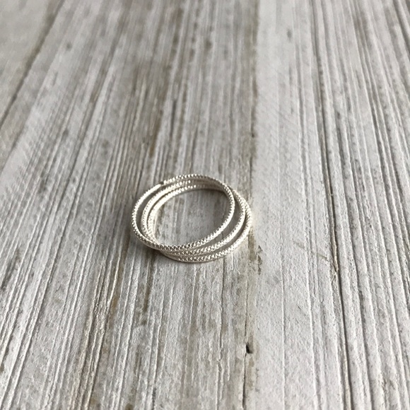 NEW Textured Sterling Silver Midi Stacking Rings - Picture 2 of 7